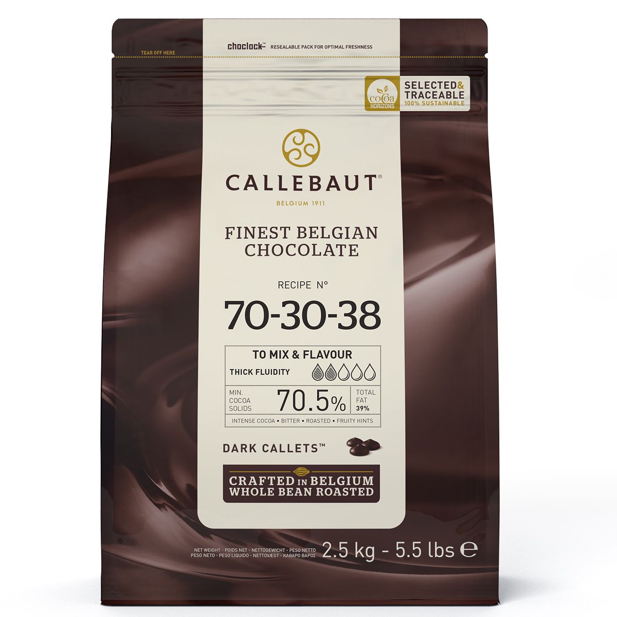 Callebaut 70-30-38 mørk sjokolade 70,5% 2,5kg