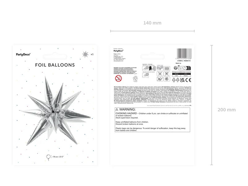 Ballong Stjerne Sølv Folie 70cm 4