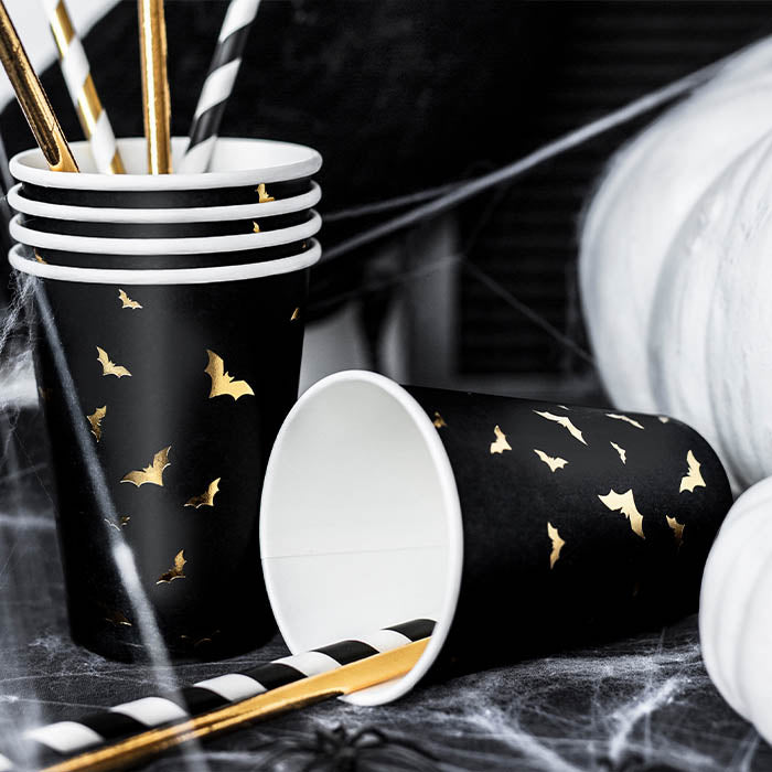 Drikkekrus i papp, Svart m/Flaggemus 220ml, 6 pk 3