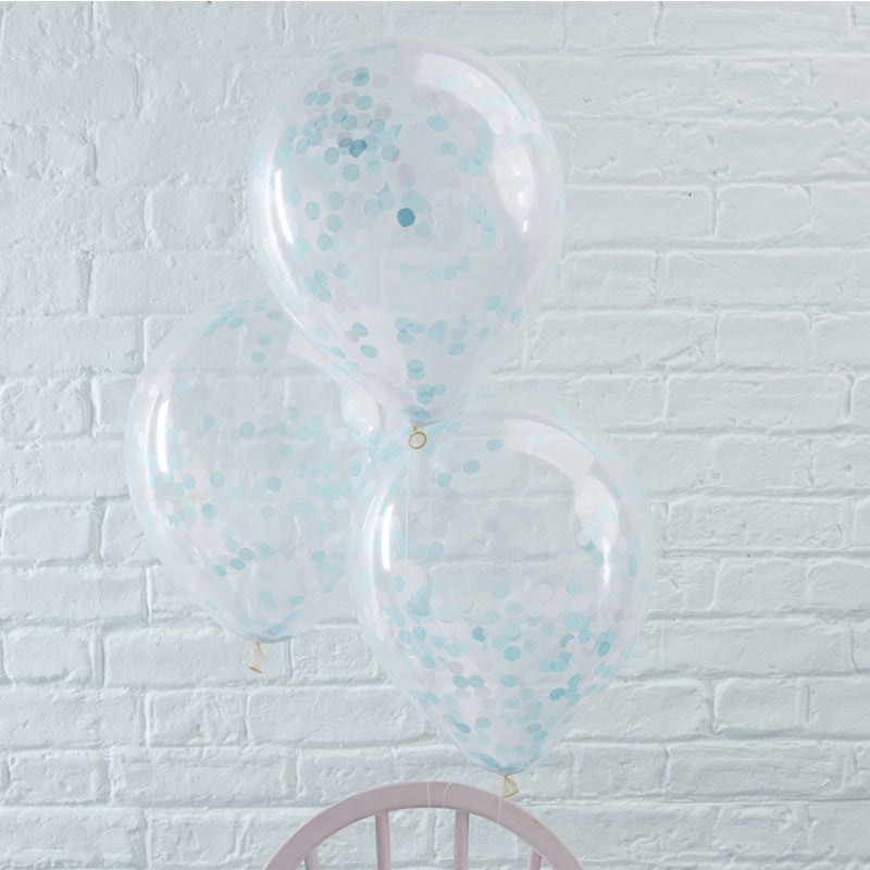 Ballong med Confetti i Blå 30 cm, 5 stk 2
