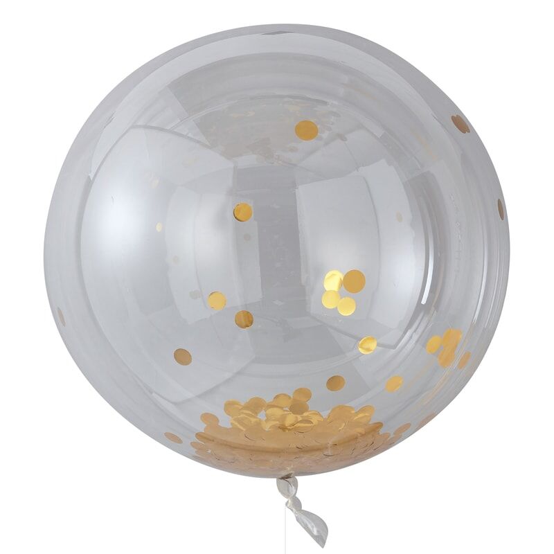 Ballong med Confetti Gull 90 cm, 3 stk