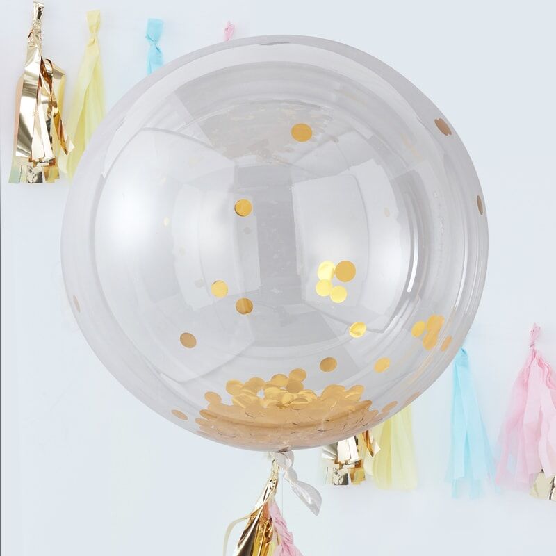 Ballong med Confetti Gull 90 cm, 3 stk 2