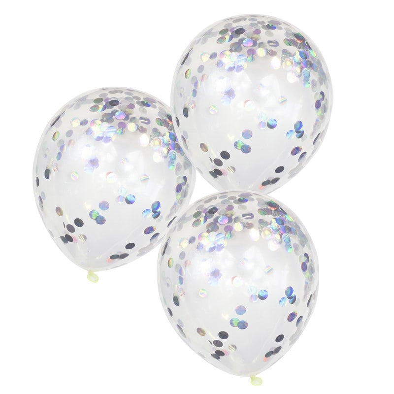 Ballong med Confetti Sølv 30 cm, 5 stk