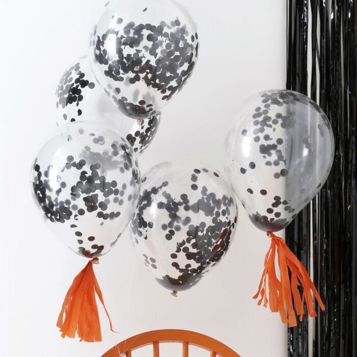 Ballonger med Confetti Svart 30 cm, 5 stk 2