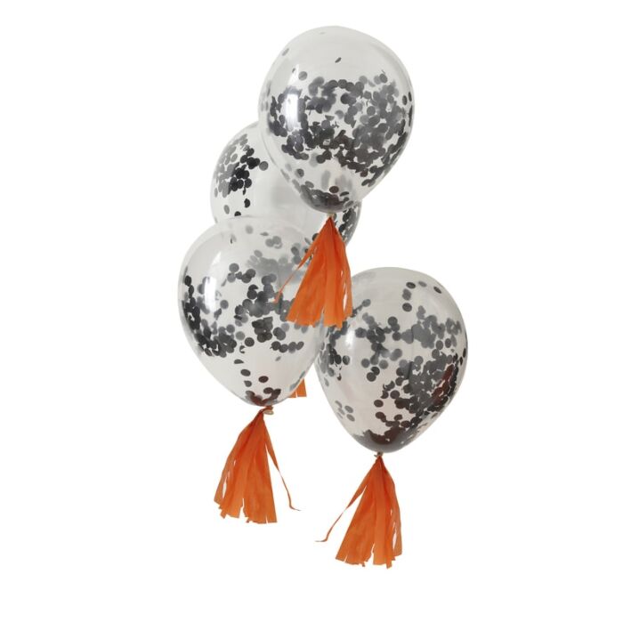 Ballonger med Confetti Svart 30 cm, 5 stk