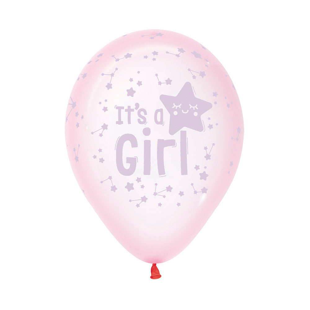 Ballonger Rosa Crystal, It´s A Girl 30cm, 12 PK