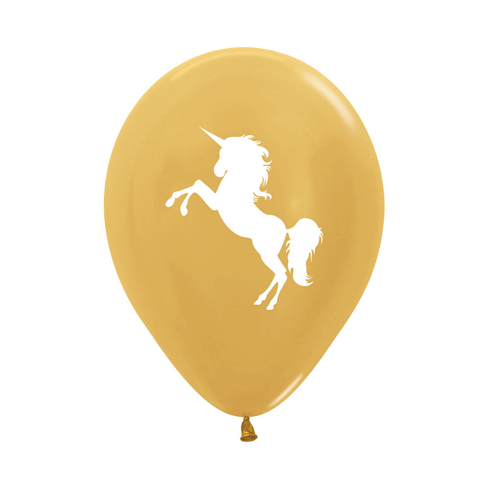 Ballonger Unicorn/Enhjørning Metallic 30cm, 12 PK 3