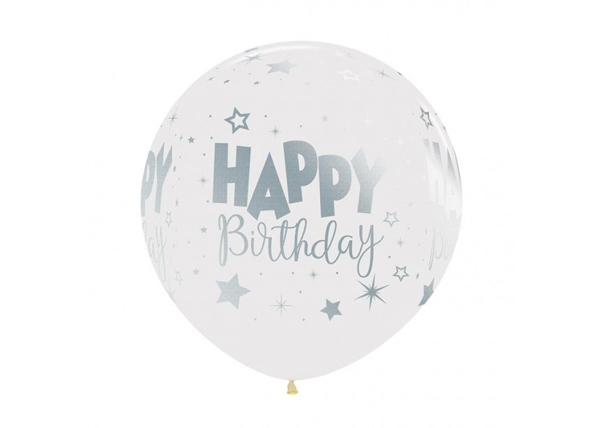 Ballonger Klar Happy Birthday 60cm, 10 PK