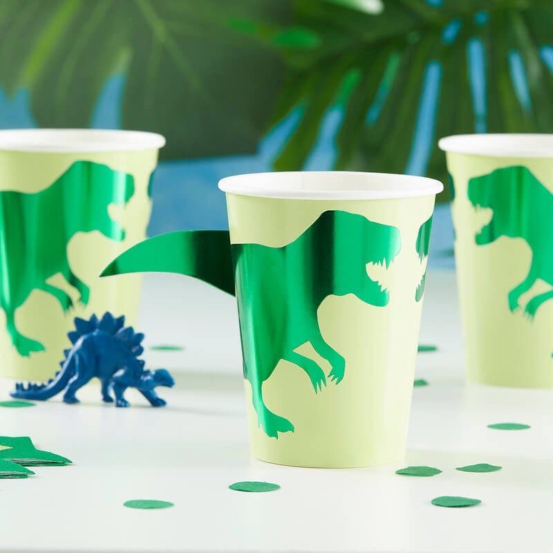 Drikkekrus i Papp, Dinosaur Shiny 8 stk 2