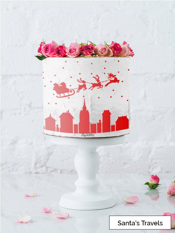 Santas Travel Full Size Kake Stensil