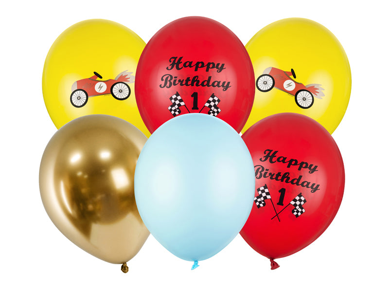 Ballonger Biler Happy Birthday 30cm, 6 pk