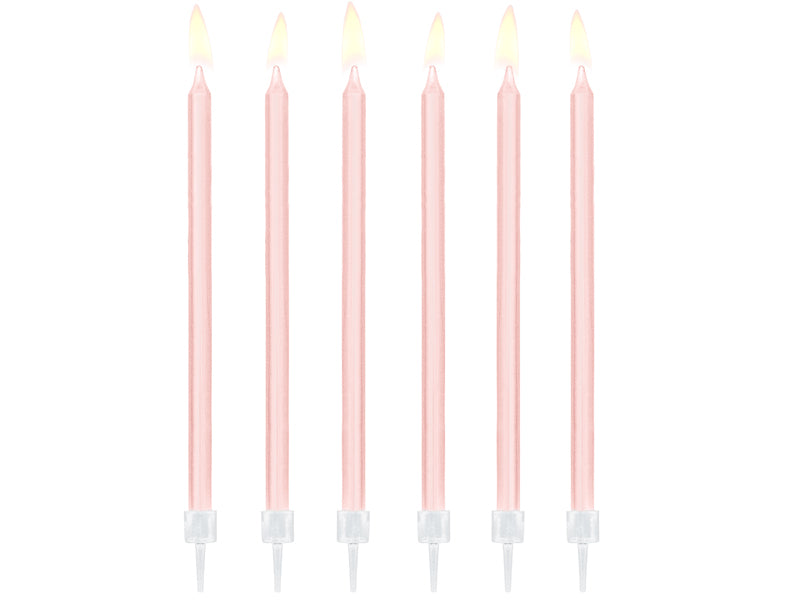 Kakelys Lyserosa med holder 14cm 12stk