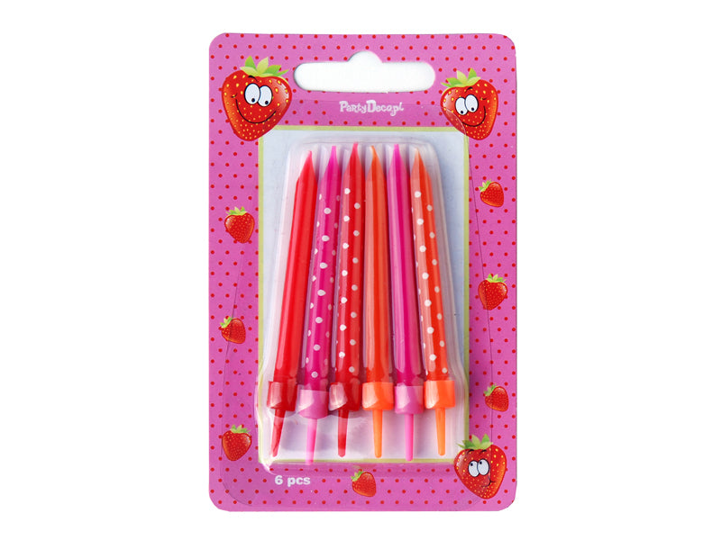 Kakelys Orange/Rosa med holder 6,6cm, 6 stk 3
