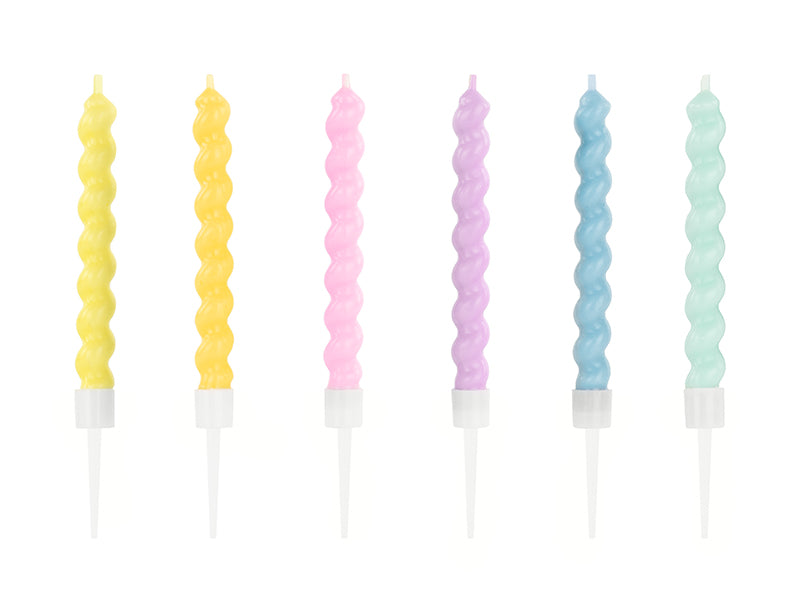 Kakelys Twisted Pastel med holder 8,5cm, 6 stk