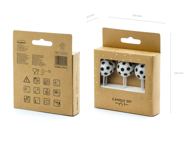 Kakelys Fotball på stick 2,5cm, 6stk 3