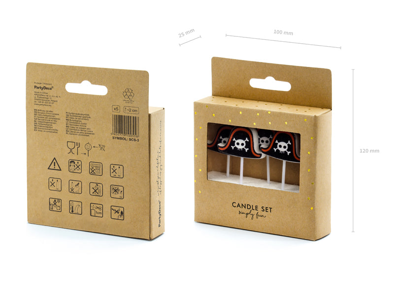 Kakelys Pirat på stick 2cm, 6 stk 3