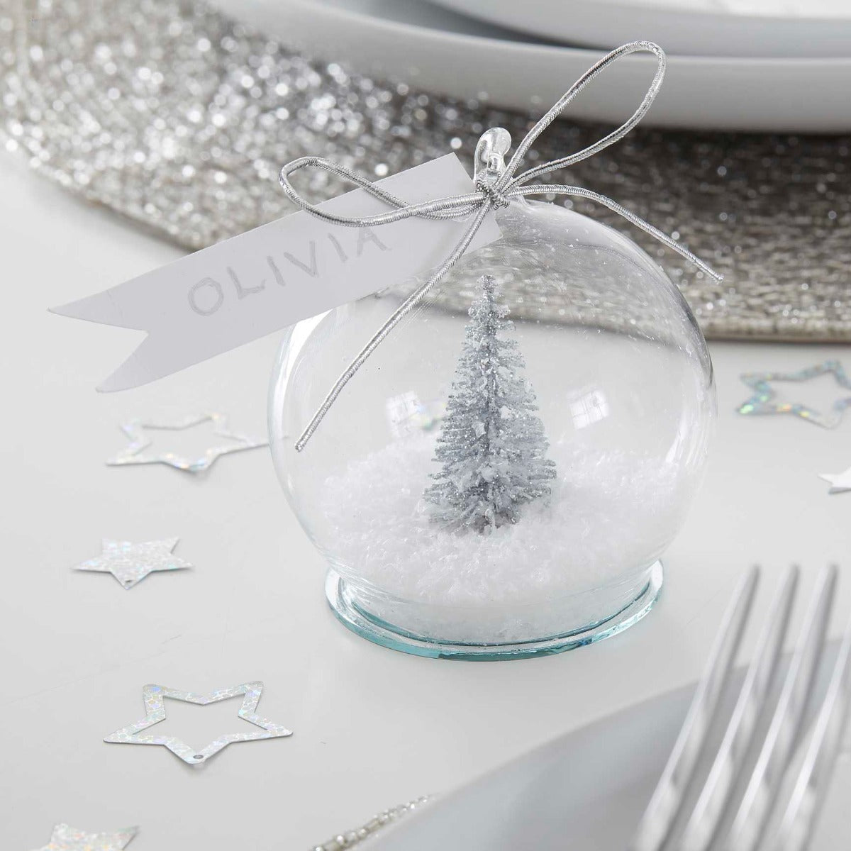 Bordkort holdere SnowGlobe Silver 4pk