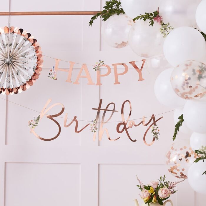 Girlander Happy Birthday Rose Gold, 2 x 2m 2