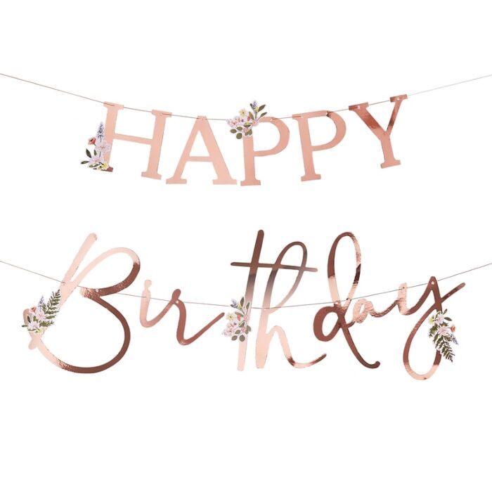 Girlander Happy Birthday Rose Gold, 2 x 2m
