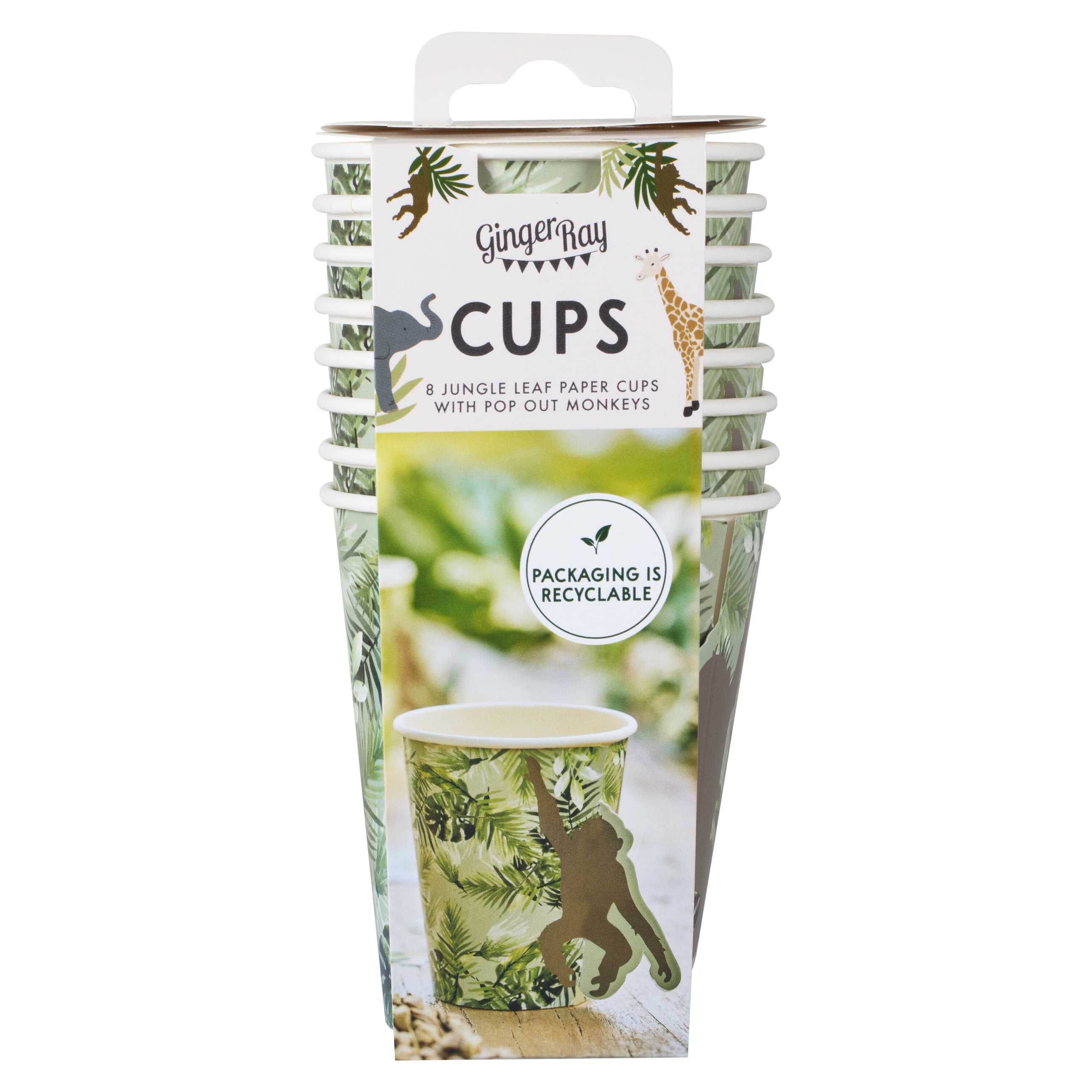 Drikkekrus i Papp Lets Go Wild Monkey, 8 stk 3