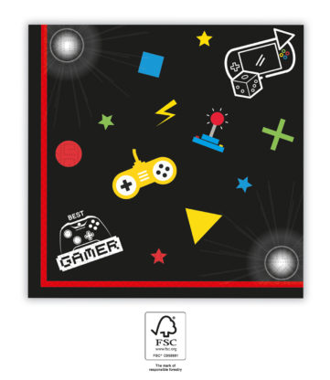 Papirservietter Gaming Party 20 stk, 33x33cm