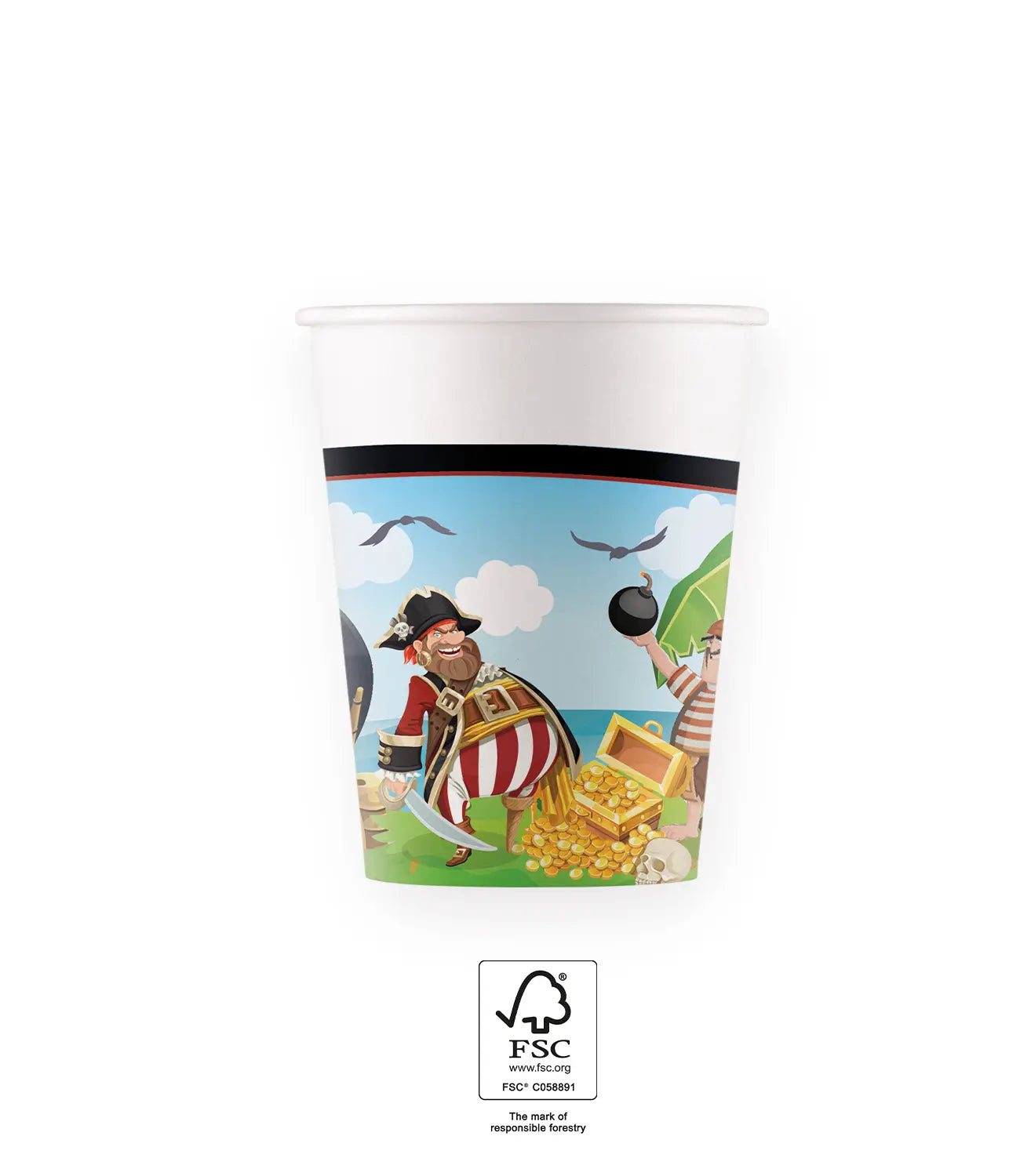 Drikkekrus i papp Island Pirates 8 stk