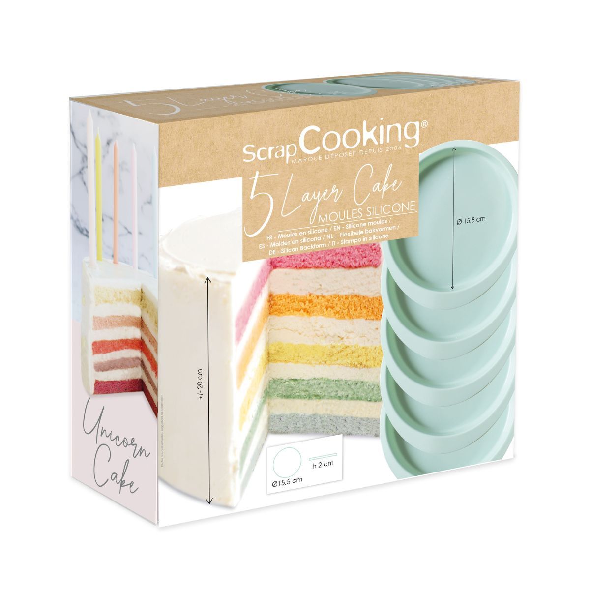 ScrapCooking Kakeform etasjekaker runde i silikon 5 pk