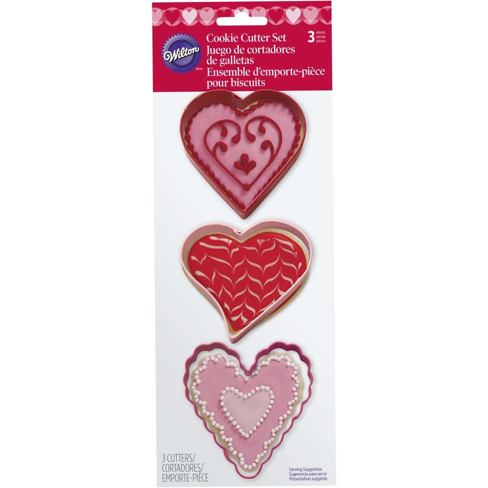 Utstikkersett Valentine hjerter, 3 deler