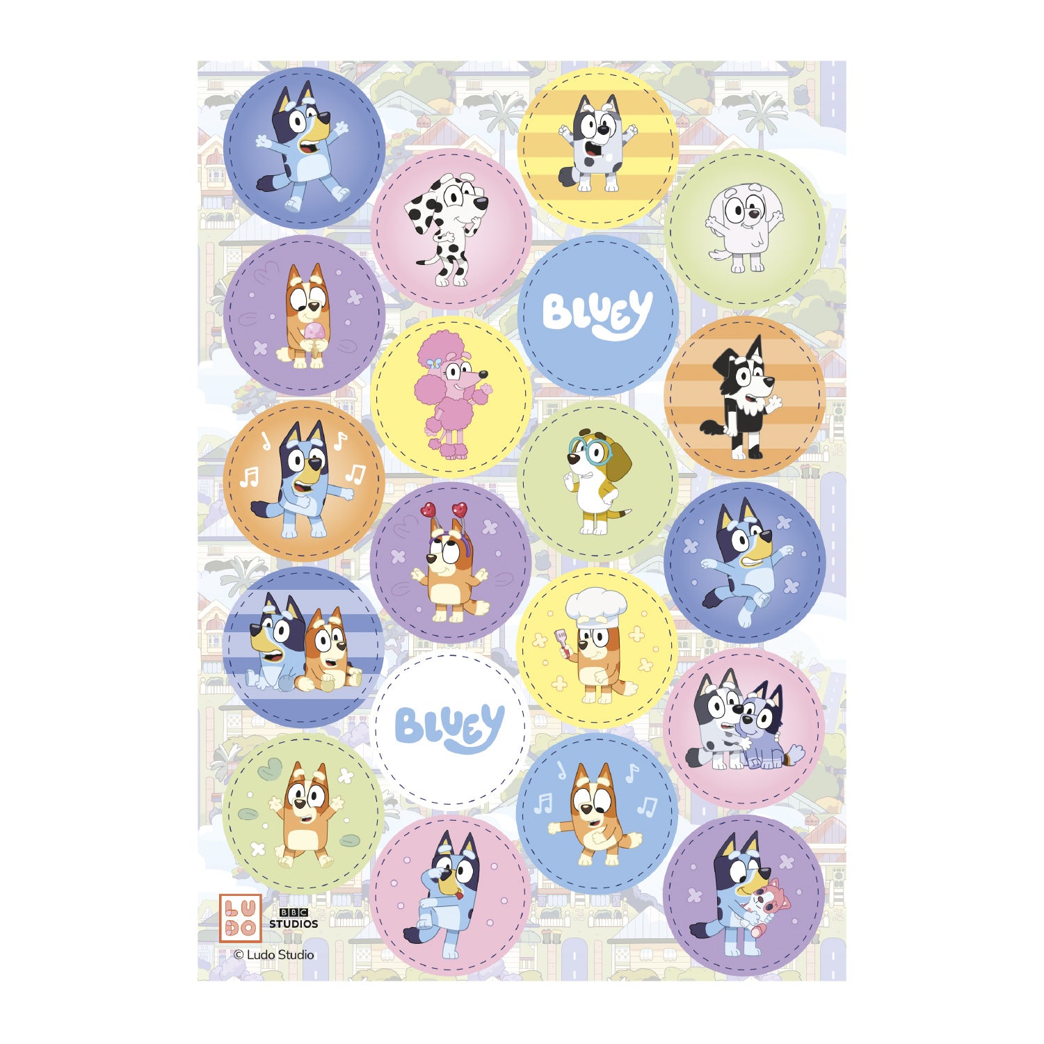 Kakebilde Bluey og Bingo 3,4cm, 20 stk