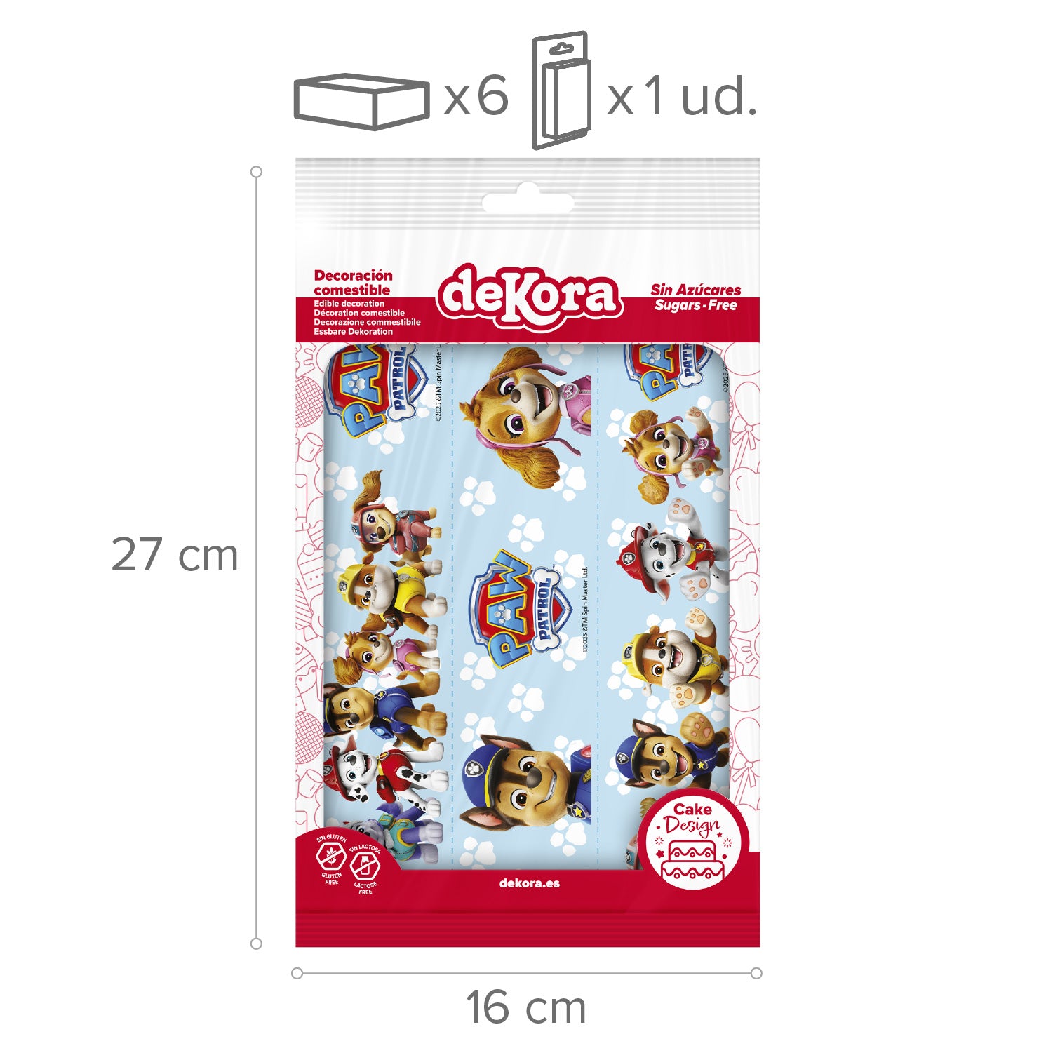 Kakebilde Paw Patrol Ribbons 14,8X21CM