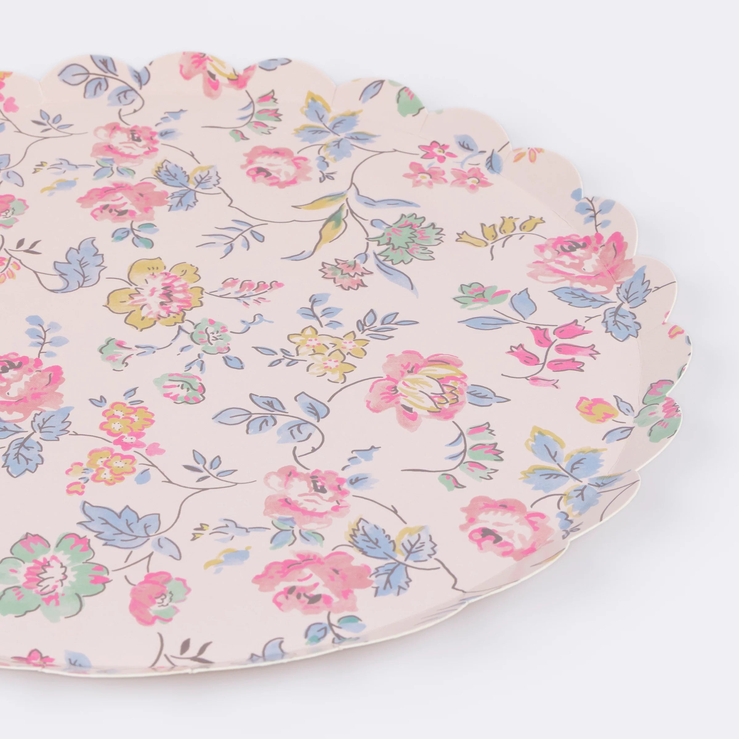 Meri Meri Papptallerken Rosa Chintz 26 cm, 8 stk