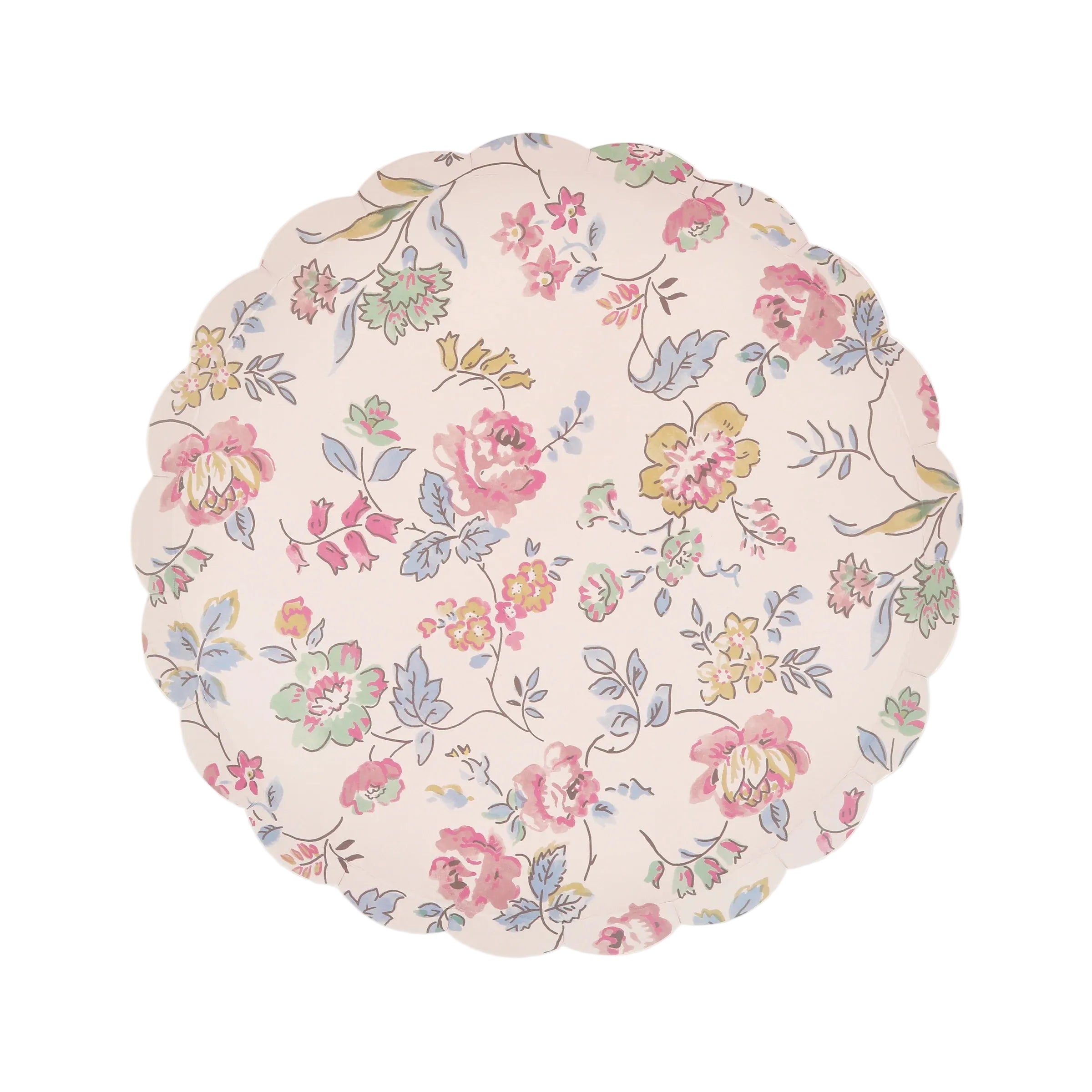 Meri Meri Papptallerken Rosa Chintz 21 cm, 8 stk