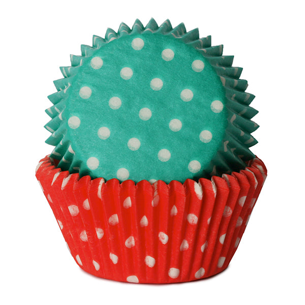 Muffinsform STD Rød/Grønn polka, 50 stk