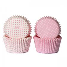 Muffinsform MINI Rosa/Hvite miniprikker, 100 stk 2