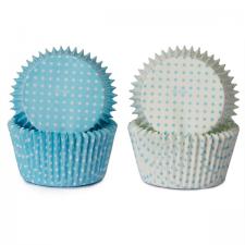 Muffinsform MINI Lyseblå/Hvite prikker, 100 stk 2