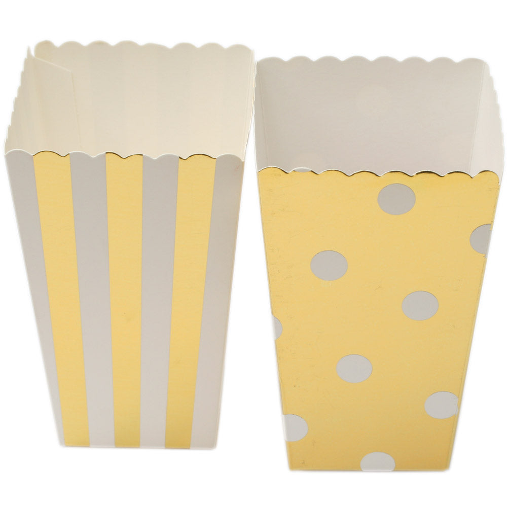 Boks Popcorn Gull/Hvit Striper, 6 stk