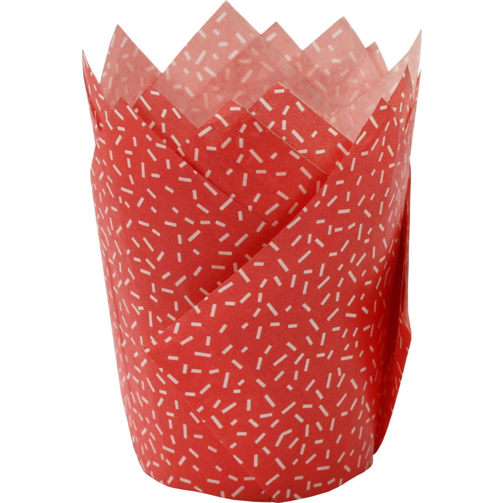 Muffinsform STD Tulip Rød med prikker, 24 stk