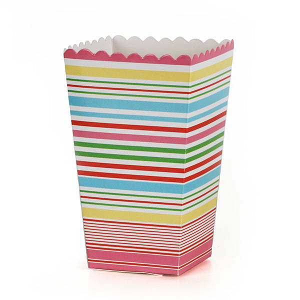 Boks Popcorn Flerfarget Striper, 6 stk