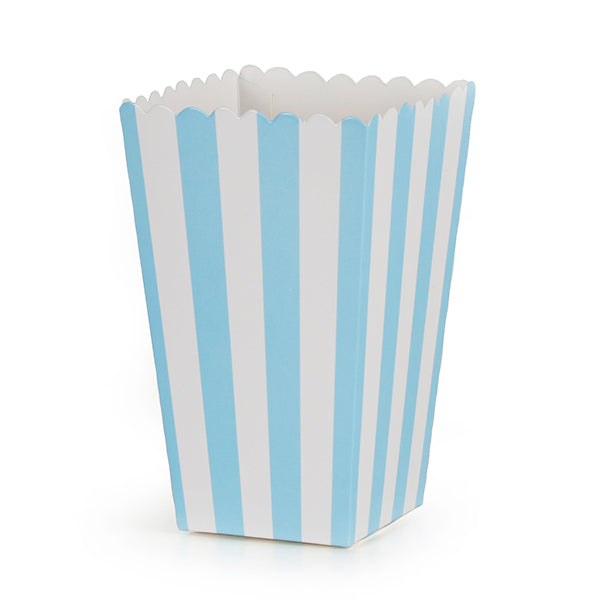 Boks Popcorn Lyseblå Striper, 6 stk