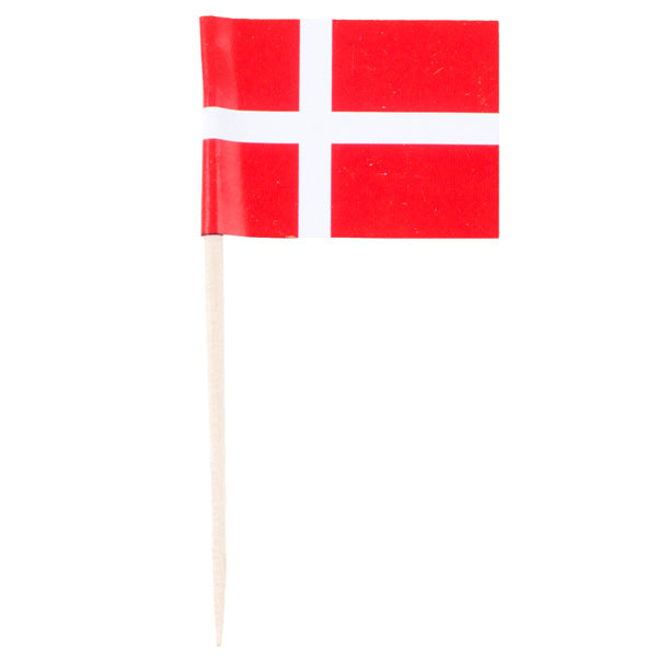 Flagg Danske med trepinne, 10 pk