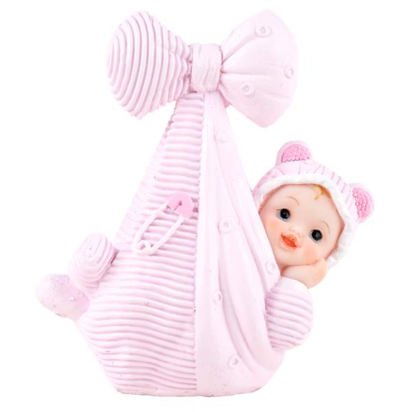 Baby i teppe, 11 cm, Rosa