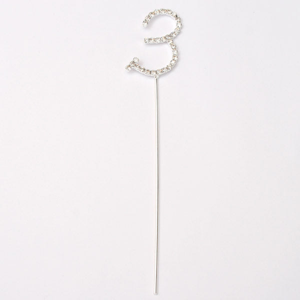 Kakepynt Tall 3 Sølv, H3,5 cm