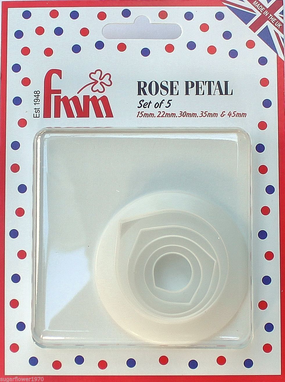 Utstikker Rose sett, 1,5 - 4,5 cm, 5 deler