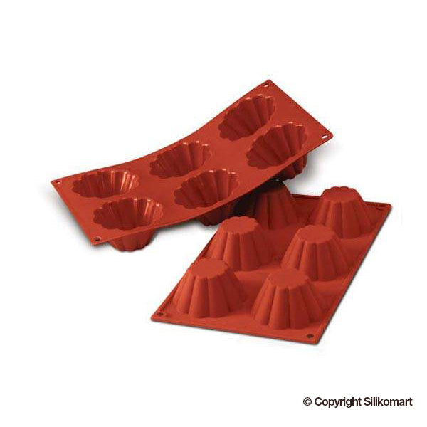 Silikonform Mini, Brioche, 6 hull, Ø8cm, H3,7cm