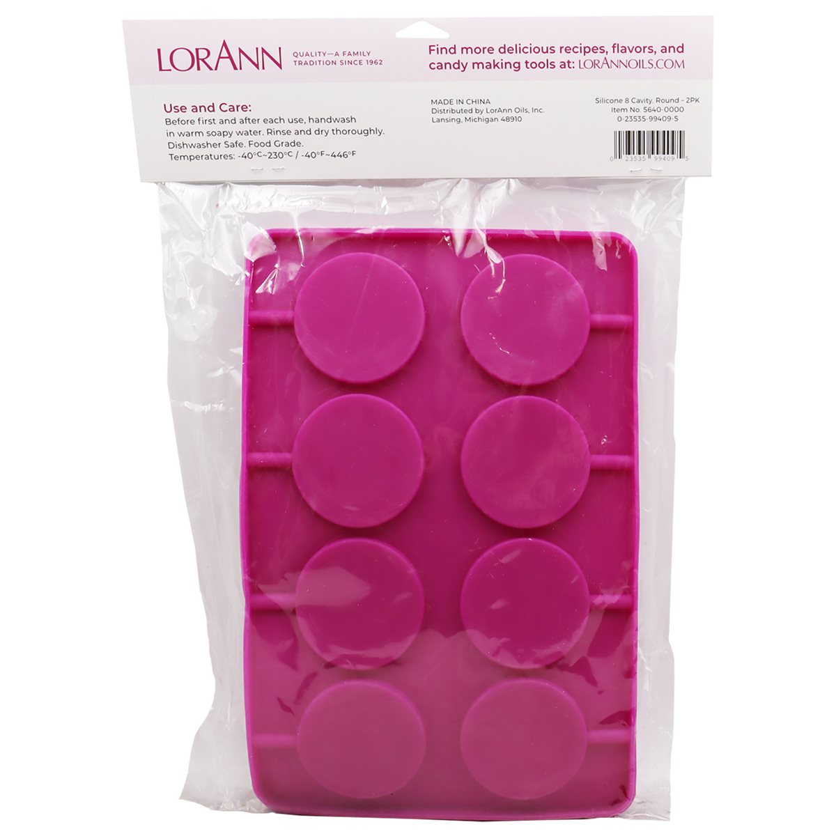Konfektform Silikon Lollipop Runde 8 stk, 2 pk 2