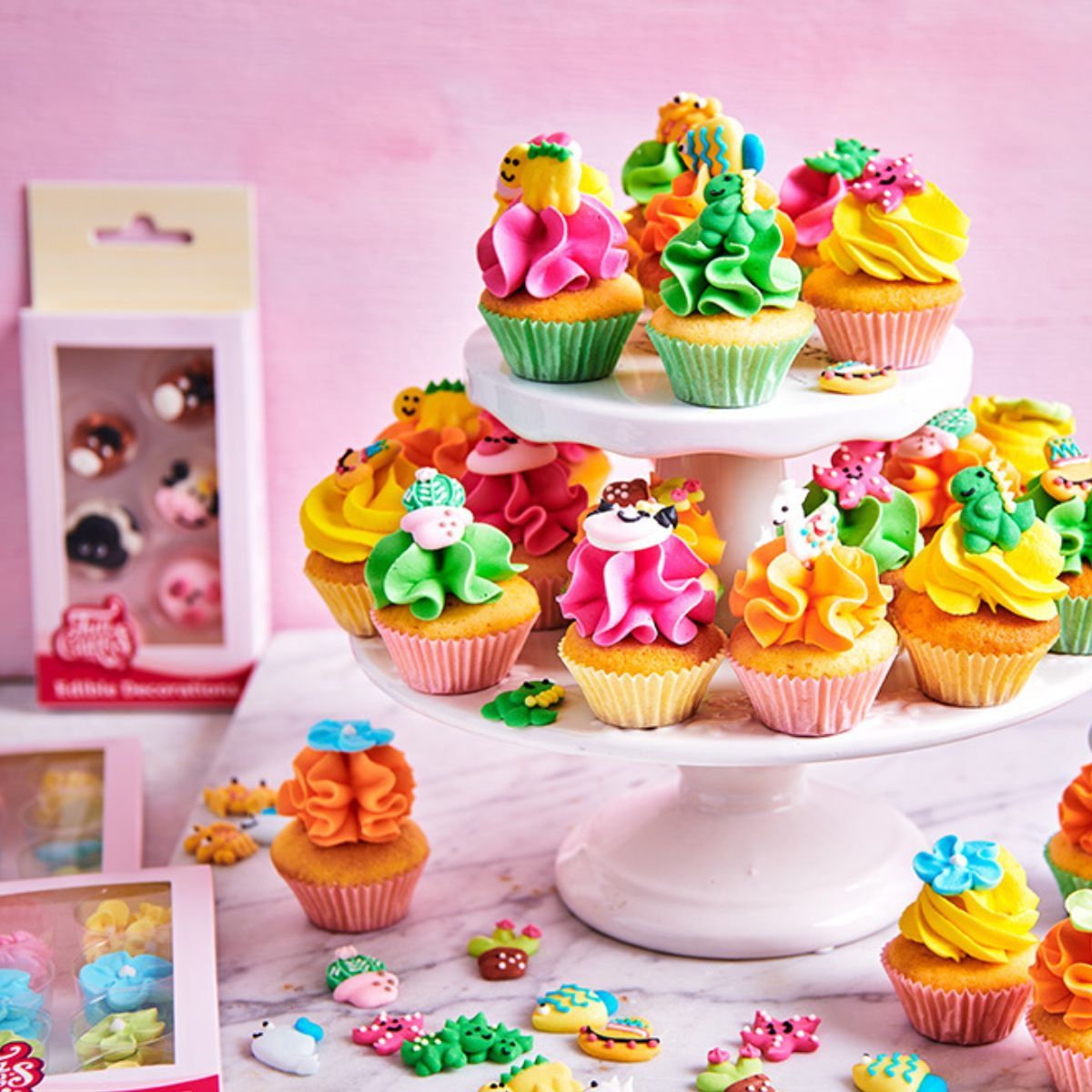 Kakepynt Spiselig Blomster Pastell 444 stk