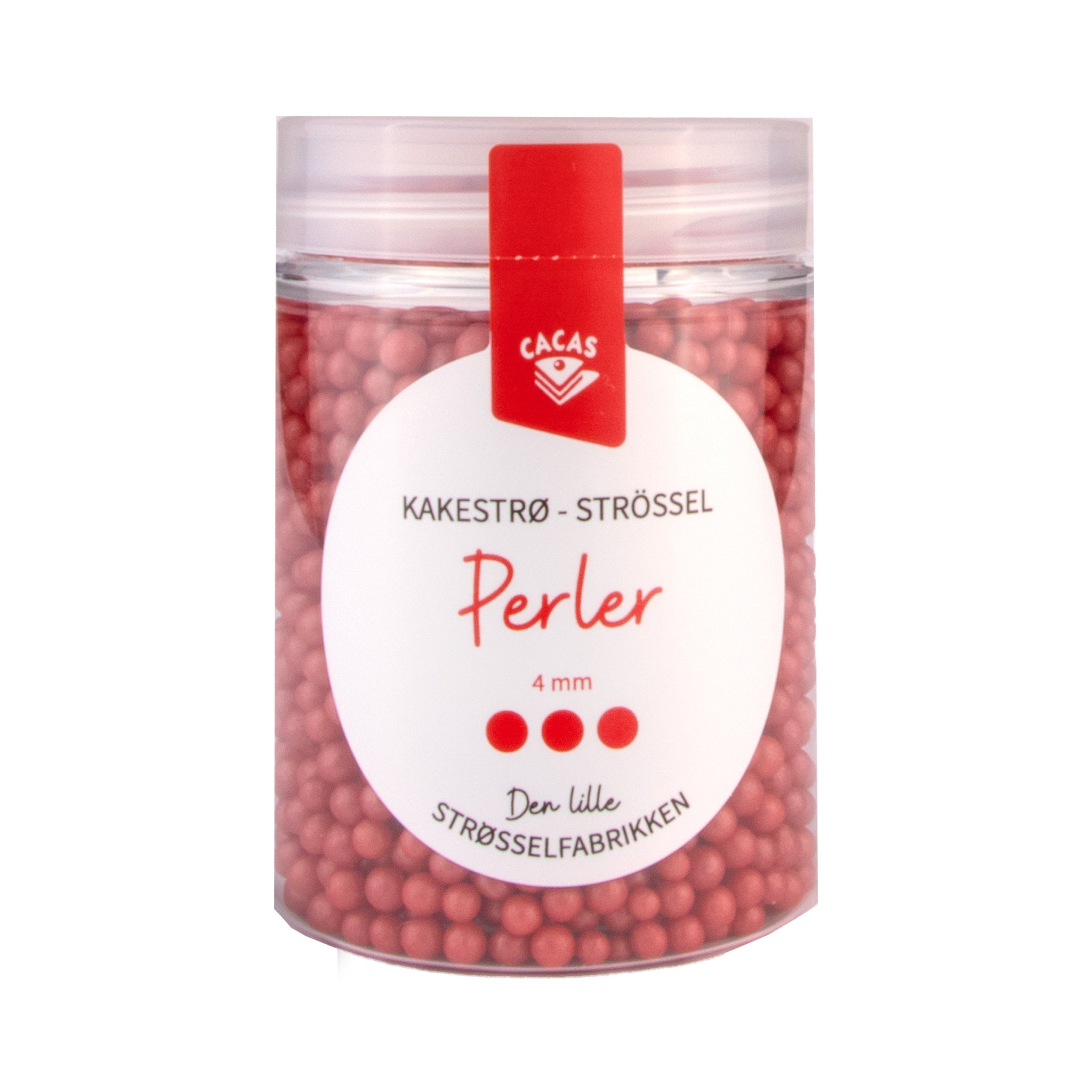 Kakestrø Perler Rød 4mm 90g 2