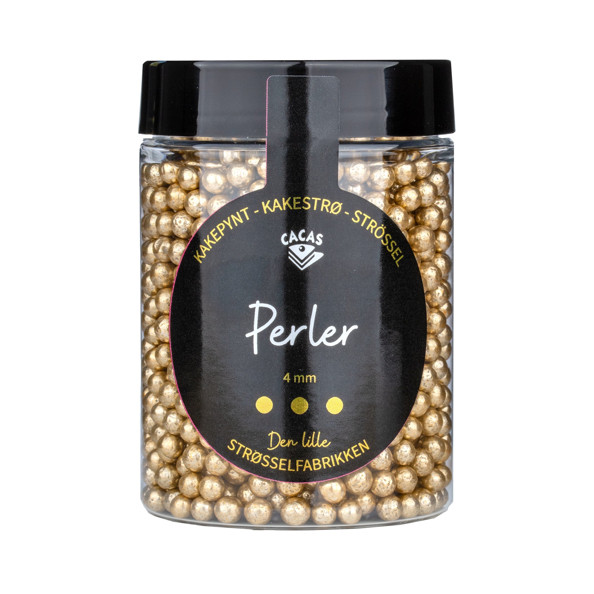 Kakestrø Perler Gull Shiny 4mm 90g