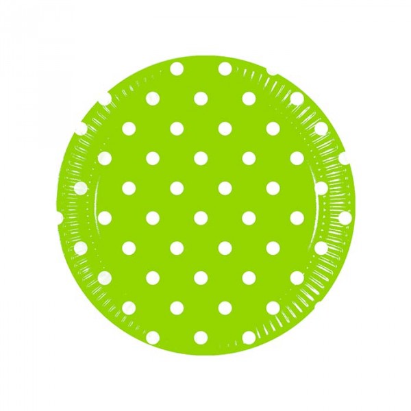 Papptallerken Grønn med prikke 23 cm, 8 stk