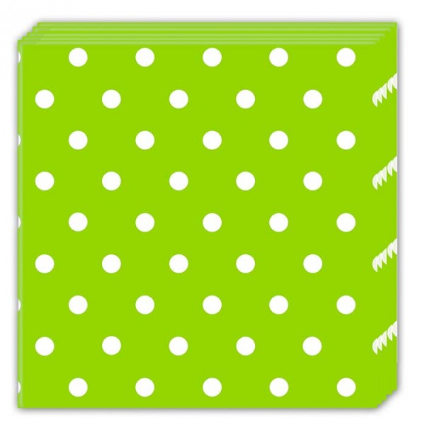 Papirservietter Grønn med prikker 20 stk, 33x33cm